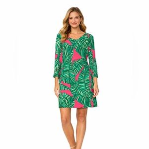 Lilly Pulitzer Green and Pink Long Sleeve Sheath Dress